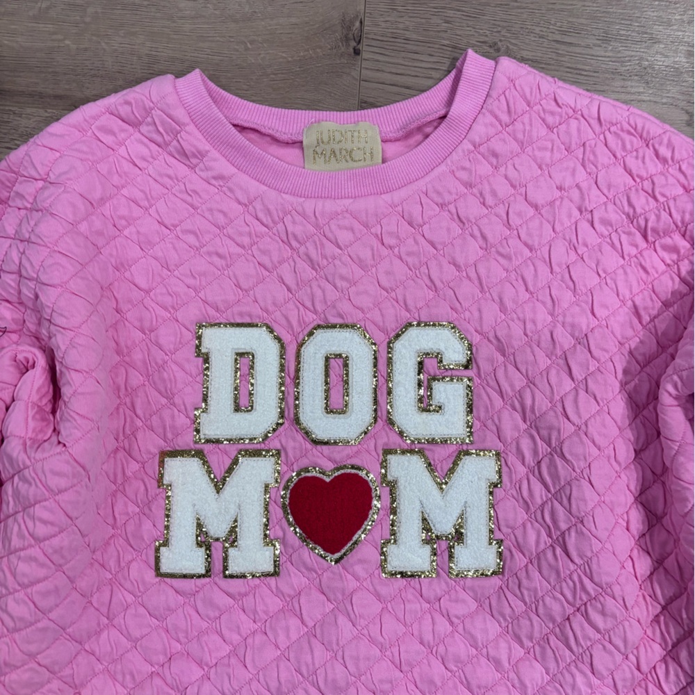 Judith March Pink Quilted Dog Mom Sweatshirt Small - Picture 2 of 7
